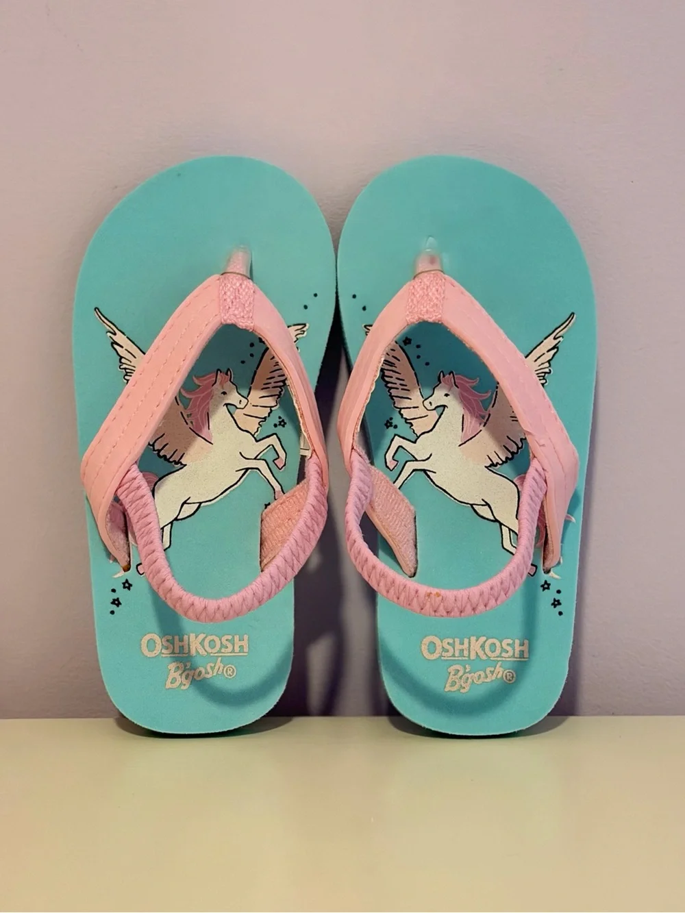 NWOT OshKosh B’gosh Pink & Teal Unicorn Flip Flops Flip-Flops Size 7/8 M